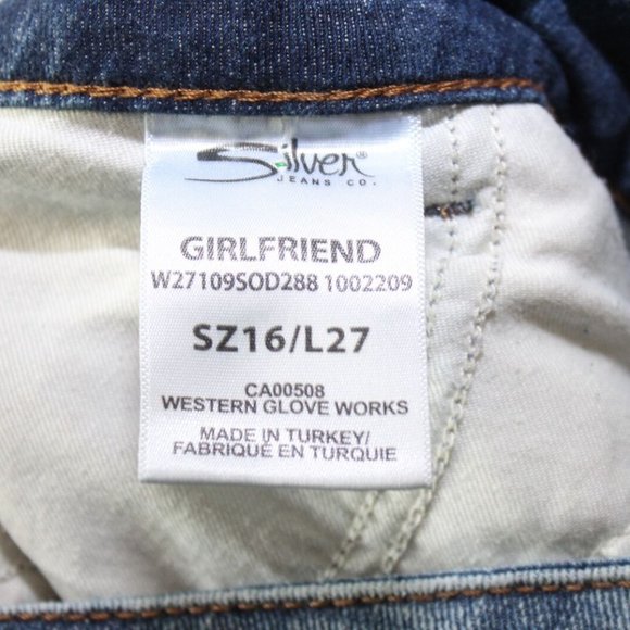 Silver Jeans Girlfriend Denim Distressed Splatter Jeans Plus Size 16 H13230 - Picture 10 of 12